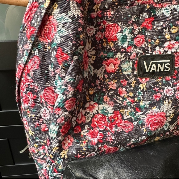 flower print vans leather pocket backpack - Picture 2 of 4